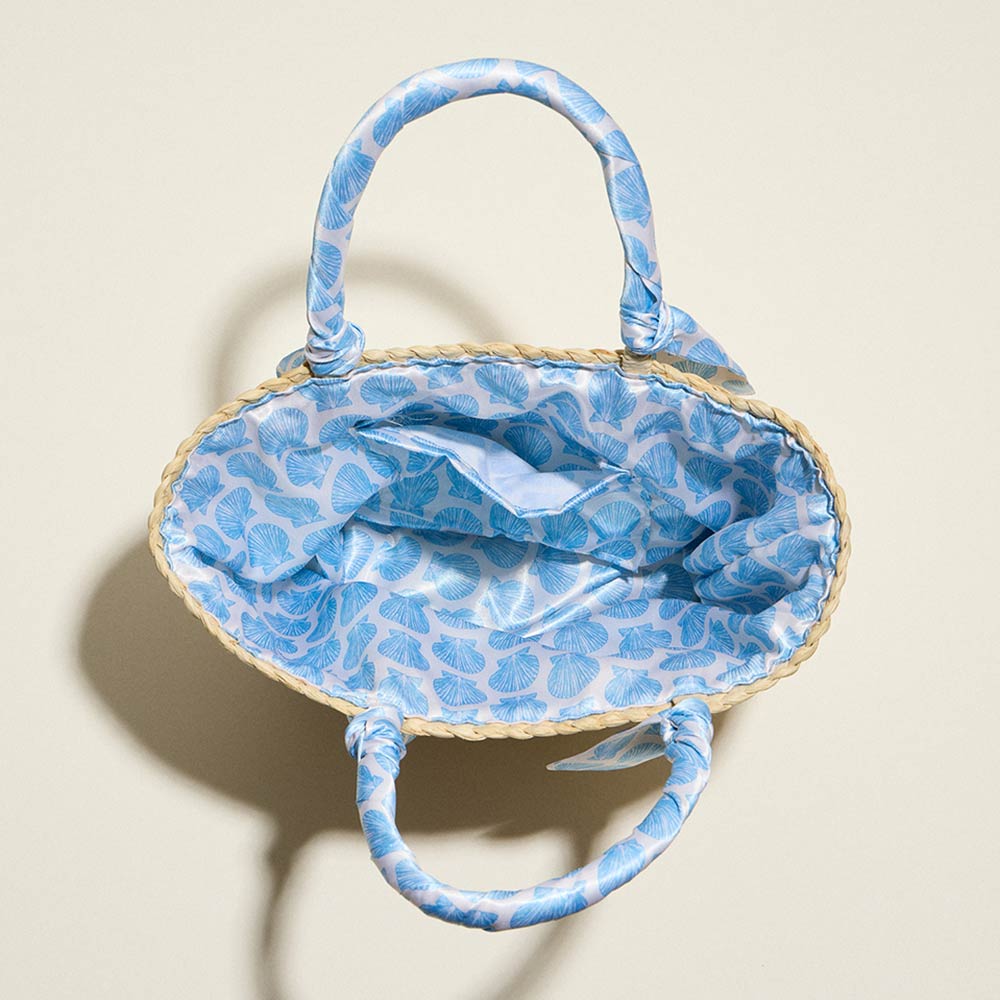 Shell Print Scarf Wrapped Raffia Bag – Alana Ferr