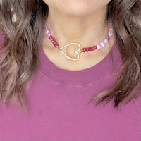 Hailey Heart Gemstone Beaded Choker Necklace