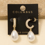 Gold Dipped Pave Teardrop Pearl Earrings