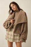 Tan Fleece Lapel Front Jacket