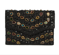 Black Beaded Clutch Bag