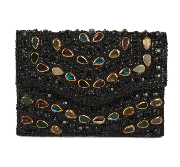 Black Beaded Clutch Bag