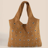 Suede Grommet Shoulder Bag