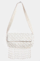 Beaded Fringe Rectangle Shoulder Bag