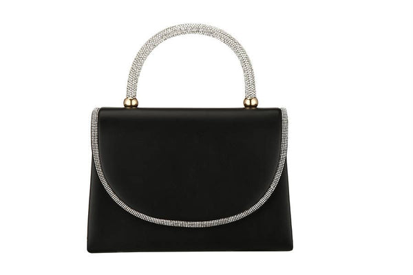 Black Rhinestone Trimmed Evening Bag