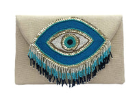 Evil Eye Embroidered Beaded Clutch