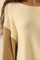 Colorblock Knit Rolled-Edge Sweater
