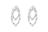 Silver Pointed Baguette Hoop Earring