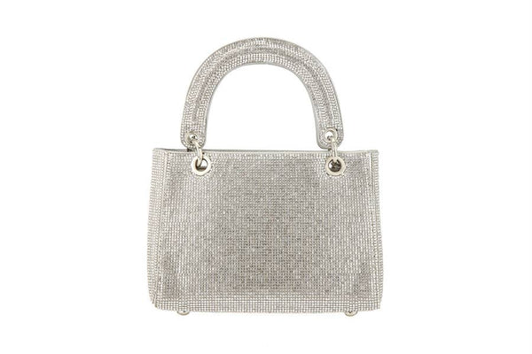 Silver Rhinestone Grommet Handbag