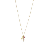 Lisa Perfect CZ Italian Horn & Evil Eye Charm Necklace