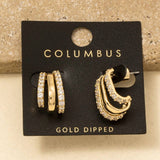 Three Oval C Hoop Earrings