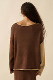 Colorblock Knit Rolled-Edge Sweater