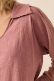 Collared Scoop Neck Knit Top