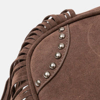 Faux Suede Fringe Belt Decor Shoulder Bag