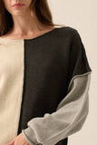 Boat Neck Colorblock Seam Sweater
