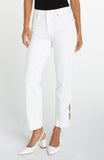 White Cropped Pearl Trim Jeans