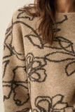 Floral Jacquard Knit Loose Fit Sweater