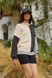 Boat Neck Colorblock Seam Sweater
