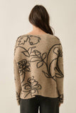Floral Jacquard Knit Loose Fit Sweater