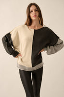 Boat Neck Colorblock Seam Sweater