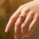 Double Pearl Knot Ring