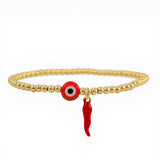 Gia Italian Horn Evil Eye Anklet