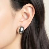 Silver Oval Stud Earrings