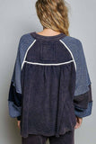 Thermal Two Tone Sweater Patch Top