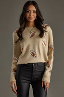 Tan Sequin Football Sweater