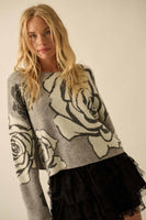 Floral Rose Jacquard Sweater