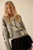 Floral Rose Jacquard Sweater