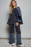 Thermal Two Tone Sweater Patch Top