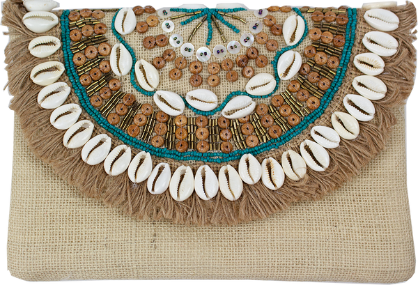 Boho Shell Beaded Clutch