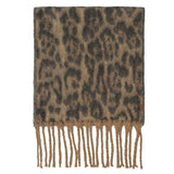 Leopard Print Fringe Scarf