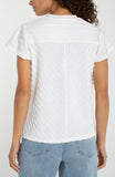 White V Neck Ruffle Tee