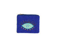 Blue Beaded Lashed Evil Eye Coin Purse