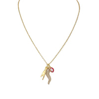 Lisa Perfect CZ Italian Horn & Evil Eye Charm Necklace