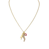 Lisa Perfect CZ Italian Horn & Evil Eye Charm Necklace