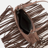 Faux Suede Fringe Belt Decor Shoulder Bag