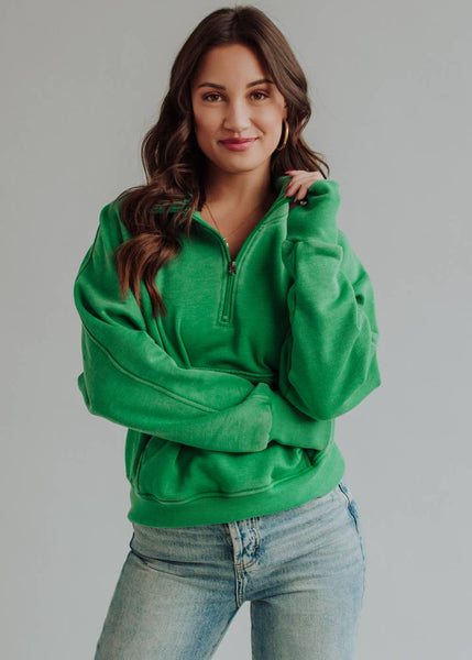 Kelly Green Quarter Zip Sweatshirt