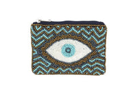 Evil Eye Blue Beaded Coin Purse