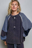 Thermal Two Tone Sweater Patch Top
