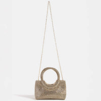 Gold Rhinestone Circle Handle Bag