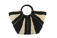 Half Moon Two Tone Straw Bag