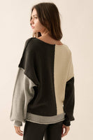 Boat Neck Colorblock Seam Sweater