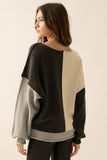 Boat Neck Colorblock Seam Sweater