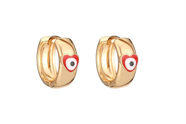 Evil Eye Heart Hoop Earrings