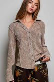 Vintage Wash Thermal Button Down Top