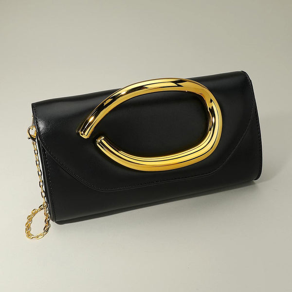 Gold Bar Handle Faux Clutch