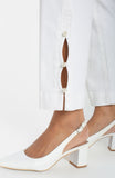 White Cropped Pearl Trim Jeans